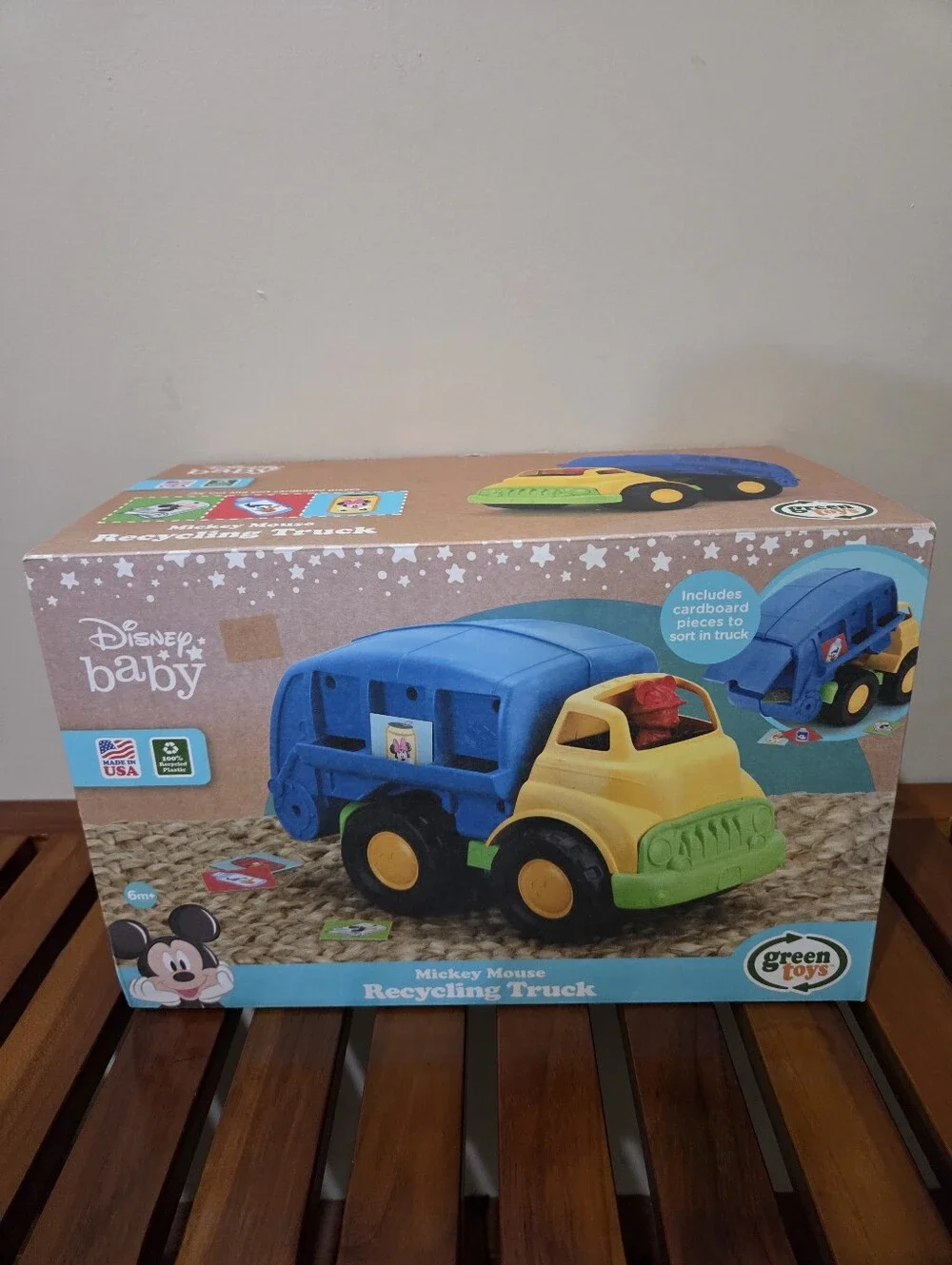 Disney Baby Mickey Mouse Recycling Truck Toy - Blue & Yellow NEW